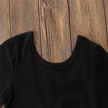 Citgeett 2KS Batoľa Detský Baby Girl Black Tuhé T-shirt Topy + Džínsové Nohavice, Džínsy, Šaty, Oblečenie Letné Bežné Nastavenie