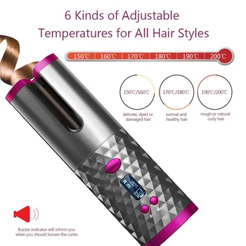 Dropshipping Prenosných Bezdrôtových Automatické kulma na Vlasy Curler LCD Kučeravé Vlasy Navi Bezdrôtový Vlasy Styler