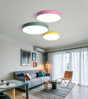 LED Stropné svietidlo Moderného Kolo 5cm Super Tenký lampa Obývacej Izby, Spálne, Kuchyne, Povrchová Montáž Flush Panel Diaľkové Ovládanie Macaroon