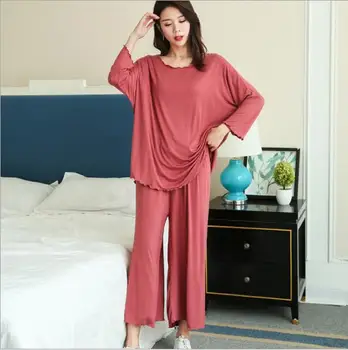Fdfklak XXL 3XL Veľké Veľkosť Dámske Pyžamo Sleepwear PJ Nastavenie Pijama Ženy 2020 Jar Nové Modálne Voľné Pyžamo Femme oblečenie pre voľný čas