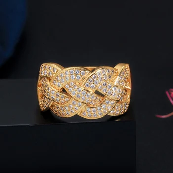 Pera Cubic Zirconia Ženy Zlaté Šperky Veľký Vyhlásenie Široký Náramok Náramok Prsteň pre Luxusné Svadobné Kostýmy Príslušenstvo Z054