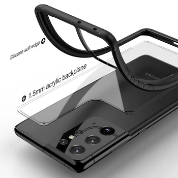 KEYSION Módne Jasné Shockproof obal pre Samsung Galaxy S21 Ultra S21+ Transparentné Silikónové Telefónu zadný Kryt pre Samsung S30 +