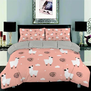 Alpaky Vytlačené posteľná bielizeň Nastaviť 3D animovaný Perinu Nastaviť Obliečky S obliečka na Vankúš Kryt bytového Textilu Twin Plný King Size Queen