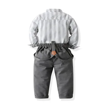 2020 Módne deti chlapec pruhované tričko s dlhým rukávom+podväzkové novorodenca Dlhý rukáv chlapec oblečenie gentleman vyhovovali 1-7Y