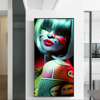 Cool Dievčatá Portrét Pop Art Maľovaní Plagátov a Tlačí na Steny Interiéru pre Obývacia Izba Graffiti Stena Umelecké Plátno Obrázky a Decor
