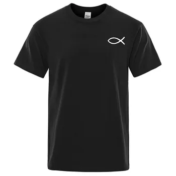 2020 Lete Nové T Shirt Mens Značky Tees Chlapci Mužské Tričko Krátky rukáv Topy Christian JEŽIŠ ryby vysoko kvalitné bavlnené tričko Mužov