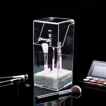 Plastové Jasné Ploche make-up Štetec Úložný Box Organizátor Vedro s vekom Krásy make-up Nástroje