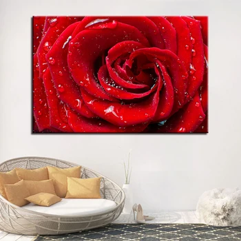 Moderné Plátno na Maľovanie Domova Wall Art 1 Panel Krásne Červené Ruže HD Vytlačené Modulárny Plagát Rámec Obrázky Obývacia Izba