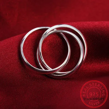 925 Sterling Silver Tri Kruhy Krúžok Pre Ženy Módne Svadobné Zapojenie Strana Darček Kúzlo Šperky