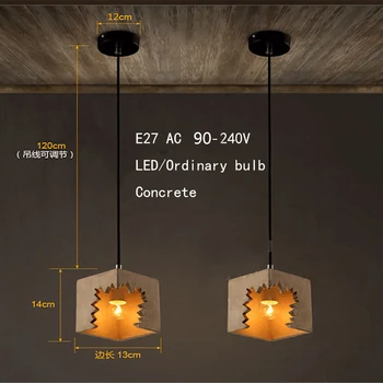 Priemyselné vintage konkrétne visí lampa E27 LED Európe cementu prívesok svetlo s 3 štýly pre kuchyne, reštaurácie, kaviarne salón