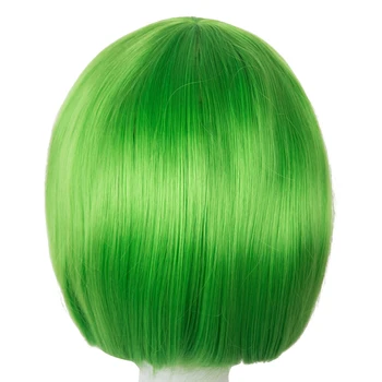 Cosplay Parochňu Fei-Zobraziť Žiaruvzdorné Krátke Zvlnené Syntetické Halloween Kostým Karneval Zelené Vlasy Ploché Rany Ženy Hairpiece