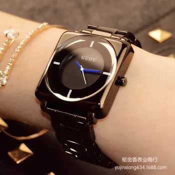 Fahon GUOU náramkové hodinky Značky Quartz hodinky High-grade Ženy Sledovať Rose Gold Black Nehrdzavejúcej Ocele Joker Námestie Jednoduchého Luxusu