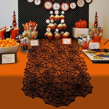 OurWarm Halloween Stôl Dekorácie pavučina Stôl Runner Strany DIY Dekorácie Bezšvíkové Jeden Kus Dizajn 51x203cm