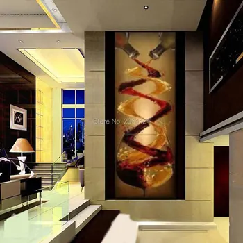 Abstrakt plátno olejomaľba ručne maľované dlhá vertikálna verzia wall art víno nástenné maľby Villa hotel Chodby, Dekorácie Obrázok