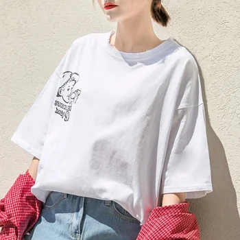 T-košele Ženy Vytlačené Kawaii O-Krku kórejský Štýl Voľné 2020 Elegantné Dámske Streetwear Hip Hop Oblečenie Žien Trendy Študentov Chic
