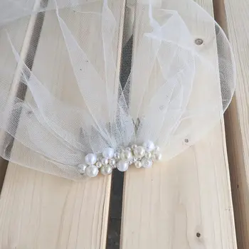 Ručne vyrobené lacné birdcage závoj perly svadobný závoj s hrebeňom krátke nevesta birdcage závoje, svadobné