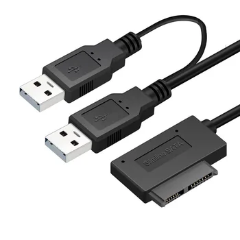 USB 2.0 Tenká SATA 7 + 6 13Pin Kábel Adaptéra s Externými USB2.0 Napájanie Notebooku, Notebook, CD-ROM, DVD-ROM, ODD
