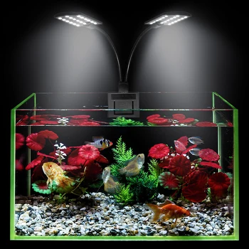 Akvárium LED Klip Lampa Vody Trávy Lampa LED Osvetlenie Akvária Vysoký Výkon úsporná Žiarivka Dvojité Hlavu Ryby Nádrž Svetlo EÚ Plug