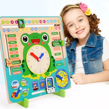Montessori Drevené Hračky Dieťa Počasie Sezóny Kalendár Hodiny Čas Poznávania Puzzle Predškolského Vzdelávania Učebné Pomôcky, Hračky Pre Deti,