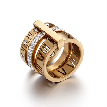 Móda Rose Gold Rímskou Číslicou Prstene Pre Ženy Pár Snubných Prsteňov Ženské Šperky, Luxusné Zirkón Krúžok Žien Zlatý Prsteň Mužov, Darčeky