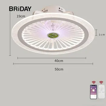 App stropný ventilátor lampa so svetlami, spálňa decor smart ventilator lampa diaľkové ovládanie, osvetlenie stropu 50 cm s ovládaním Ultra tenké
