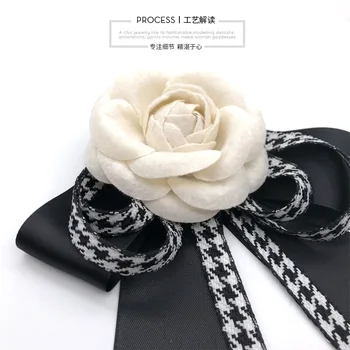 Kórejský Módne, Elegantné Tkaniny Camellia Kvet Luk Brošňa Pin Nacktie Handričkou Umenie Vintage Bowknot Väzby Ženy Oblečenie A Príslušenstvo