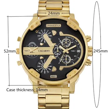 CAGARNY Značky Luxusné Hodinky Mužov Zlato Oceľ Náramok na Zápästie Quartz Hodinky Kvalitné Muž náramkové hodinky Módnej Značky NATATE
