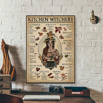 Kuchyňa Witchery Žena, Plagáty a Vytlačí Dekorácie Plátno na Stenu Obrázky Čarodejnice Magic Vedomosti Umenie Maľba Darčeky Domova