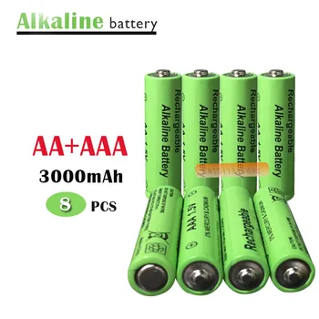 4pcs 1,5 V AA 3000mah Nabíjateľné Alkalické batérie + 4pcs 1,5 V AAA 2100mAh Alkalické batérie, led svetlo hračka mp3 doprava Zadarmo