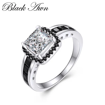 2020 Nové Módne Anillos Mujer Skutočné 925 Sterling Silver Šperky Prstene pre Ženy, Čierno-Biely Kameň Luxusné C196