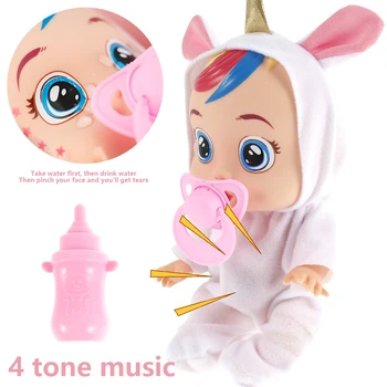 3D Jednorožec, Plačúcich Detí Bábiky Baby Boy Girl Hračky Predstierať, že Hrať Hračky, Hračky pre Dievčatá, Kawaii Znovuzrodené Dieťa Vinyl Darček k Narodeninám