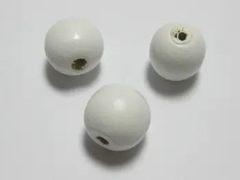 100 White 14 mm Okrúhle Drevené Korálky~Drevené Korálky