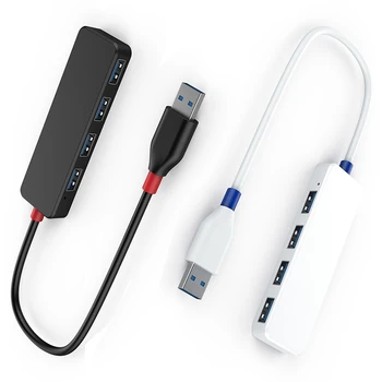 USB 3.0 Hub, Adaptér, 4 Port High Speed 5Gbps Tenký Kompaktný Rozšírenie Smart Splitter Pre Windows XP/Vista/7/8/10 A Mac OS, Linux