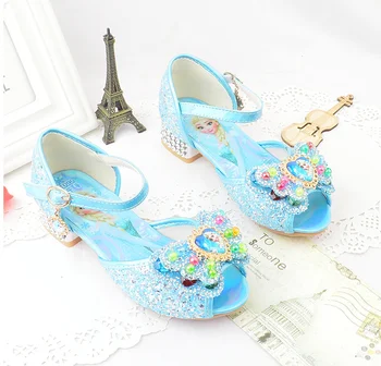 Dievčatá Disney princezná topánky na jar jeseň detí, mäkké, ploché dno topánky cartoon mrazené elsa crystal topánky 22-36