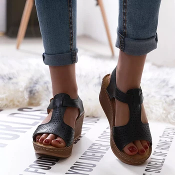 2020 ženy, letné sandále módne kliny vysokým podpätkom dámske topánky pracky popruhu bežné dámy plus veľkosť sandále