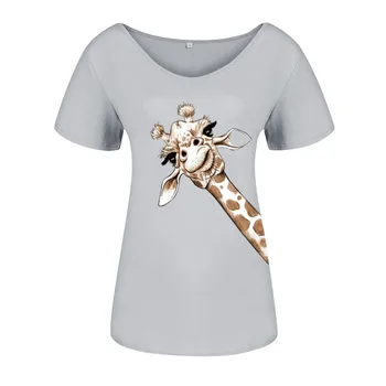 Harajuku 2020 dámy košele Ženy Letné Topy Voľné Tee Tričko Žirafa Mäkké Príčinné Krátky Rukáv T-shirt Mäkké Topy camiseta mujer