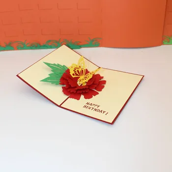 3D Happy Birthday, Motýľ V Láske s Kvetmi Papier Pozvanie Pohľadnice, Pohľadnice Valentína Priateľku, Darček