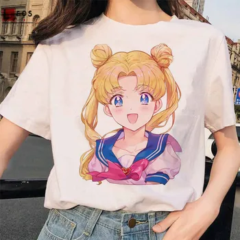 Sailor Moon Ženy T-Shirt Anime Mačka Harajuku Krátky Rukáv Pre Voľné Veľké Veľkosti Žena Karikatúra Tlače Kawaii Módne Tričká Topy