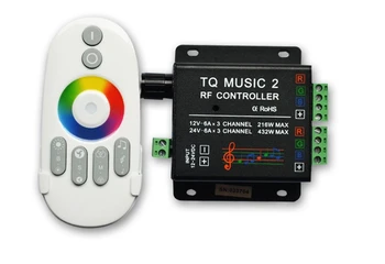 [Sedem Neon]Hudba LED RGB Controller DC12-24V Inteligentná Sonická Citlivosti, LED Podsvietenie Ovládací+RF Touch Diaľkový ovládač