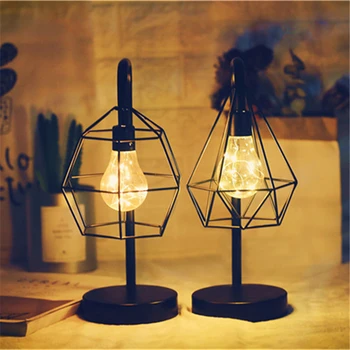 Vintage Iron Art Minimalistický Stolná Lampa Duté Diamond Lampa Na Čítanie Ročník Nočné Lampy, Spálňa, Nočné Osvetlenie
