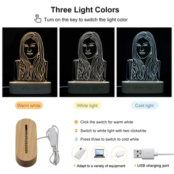 Dropshipping Prispôsobený 3D Nočné Svetlo 3 Farby USB Foto Text Vlastný DIY Svietidlá Pre Dieťa Vianočné Svadobný Dar