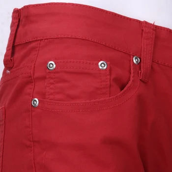 Hirigin Red Jeans Módne Mužov Roztrhané Džínsy, Nohavice Biker Klasické Chudá Falošný Zips Rovné Denim Džínsy Streetwear