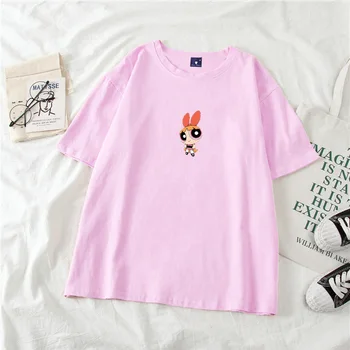 Kórejský príležitostné voľné Letné t-shirt power girl ženy t-shirt tlač funny t-shirt bavlnené oblečenie, krátke t-shirt