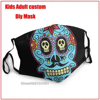Dia De Los Muertos Deň Mŕtvych Halloween Mexickej Lebky DIY mondmasker wasbaar umývateľný maska na tvár masku opakovane dizajnér