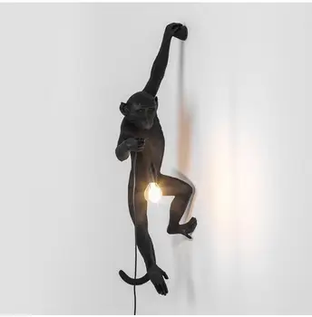 Živica Black White Monkey Prívesok Svetlo Pre Obývacia Izba Lampy Art Salon študovňa Led Svetlá, lustre S E27 Stmievanie Led Žiarovka