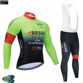 2019 Pro Tímu Mužov BIESSE Cyklistika Jersey Nohavice Nastaviť Jeseň Ropa Ciclismo 12D Gél Pad Cyklistiku Cyklistické Oblečenie Oblek