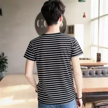 Prúžok módne tričko bežné okrúhlym výstrihom, krátky rukáv fashion tričko mužov slim fit harajuku t-shirt Mužov Oblečenie WGTX161 R