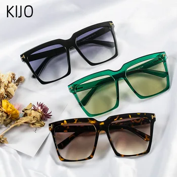 KIJO nové módne veľký štvorcový rám luxusné značky gradient hnedé okuliare pánske retro slnečné okuliare