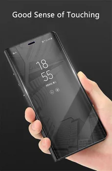 Zrkadlo Flip puzdro Pre Samsung Galaxy J4 2018 Luxusné Vymazať Zobrazenie PU Kožené Kryt Pre Samsung J6 2018 Telefón puzdro pre Galaxy J6 2018
