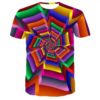 Nadrozmerné T-Shirt Pre 2020 Lete Geometrické Kruhu 3D Vytlačené Top Tees Módne Okrúhlym Výstrihom, Krátky Rukáv Príležitostné Voľné Mužov Košele